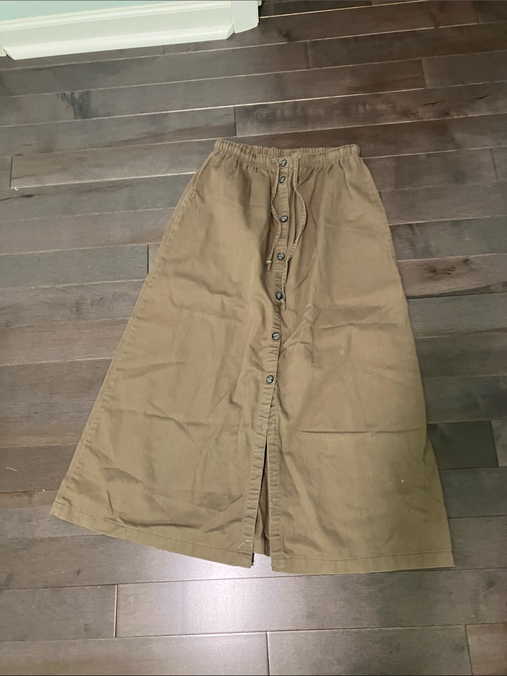 Sag Harbor 100% Cotton Tan Button-Front A-Line Skirt size S